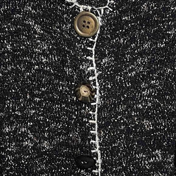 Curio Embroidered Cardigan Sweater Size L Black Acrylic Wool Blend Whimsygoth - Picture 3 of 7